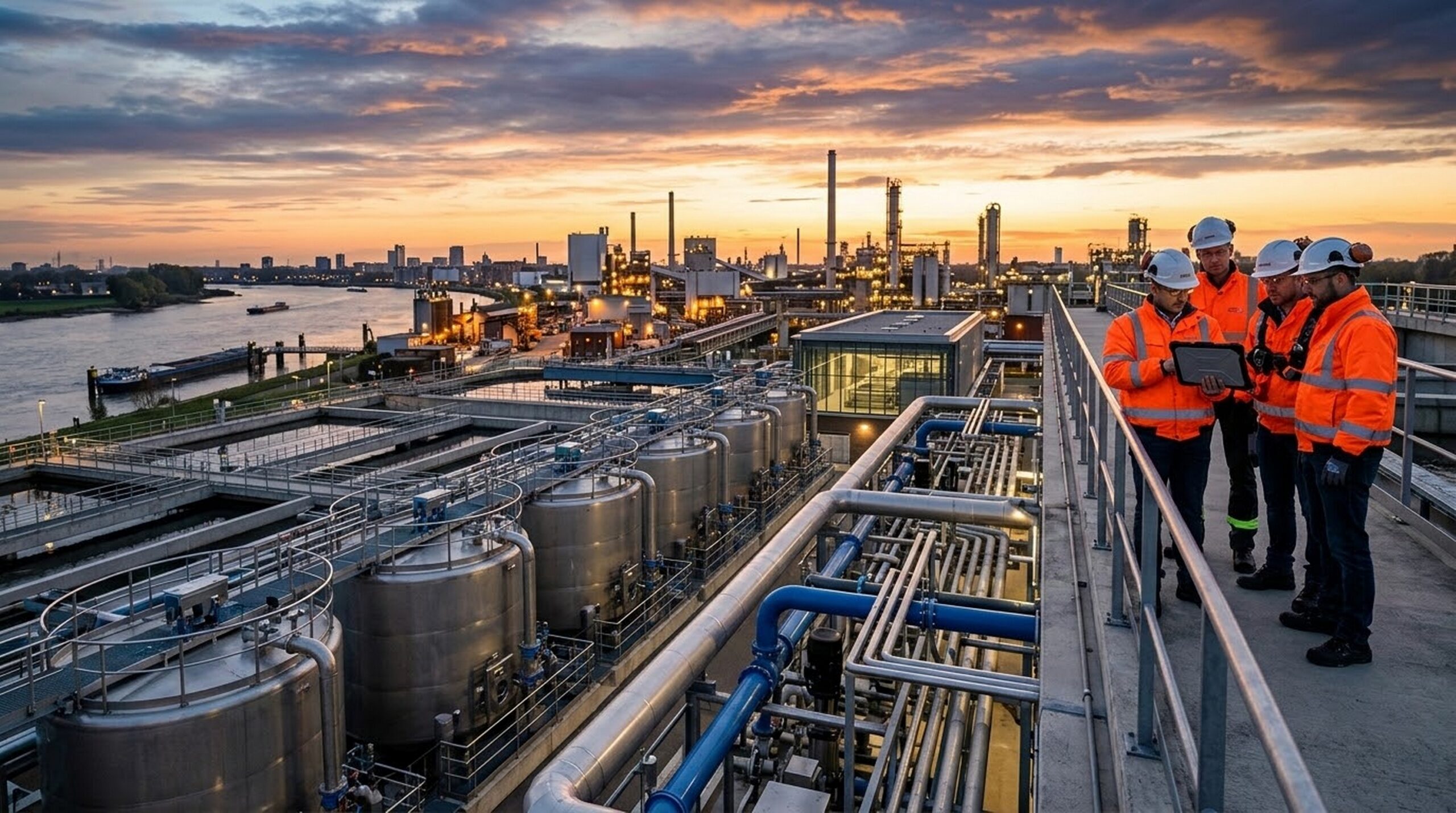 Industrial water treatment facility representing advanced water management and resource recovery.