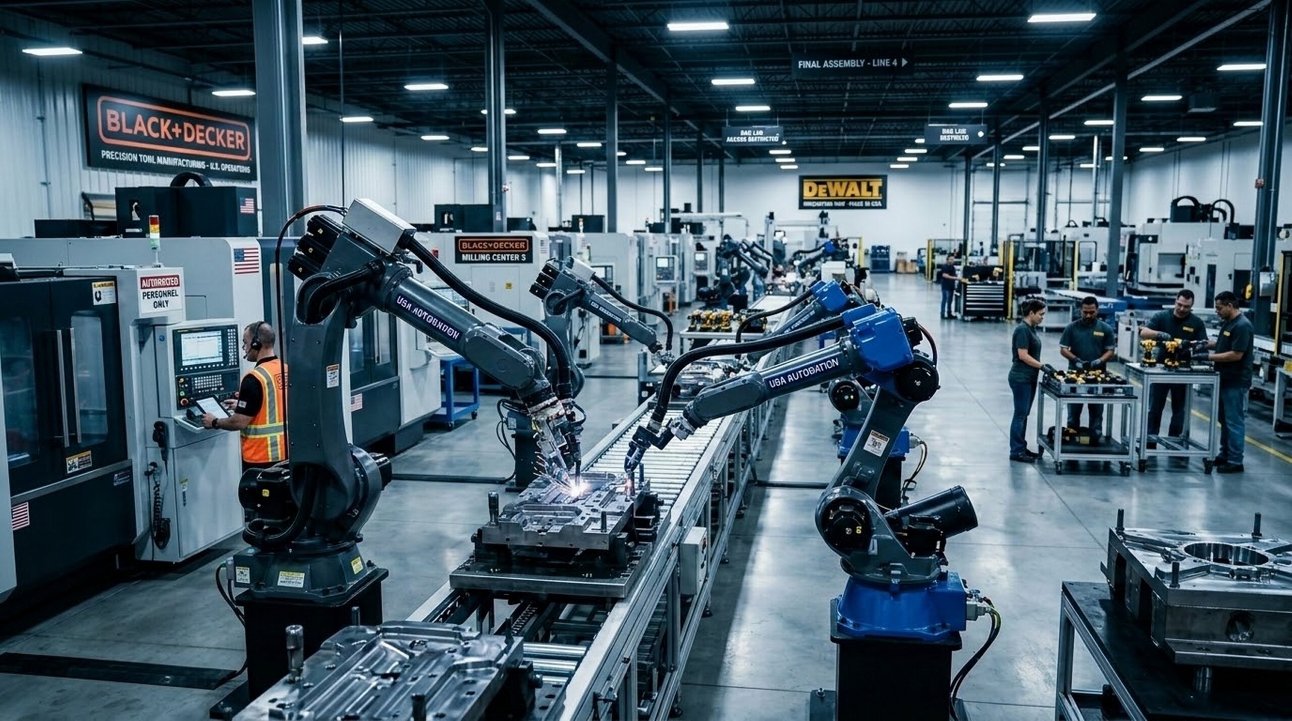 A US industrial plant with automated precision manufacturing on a U.S. factory floor.