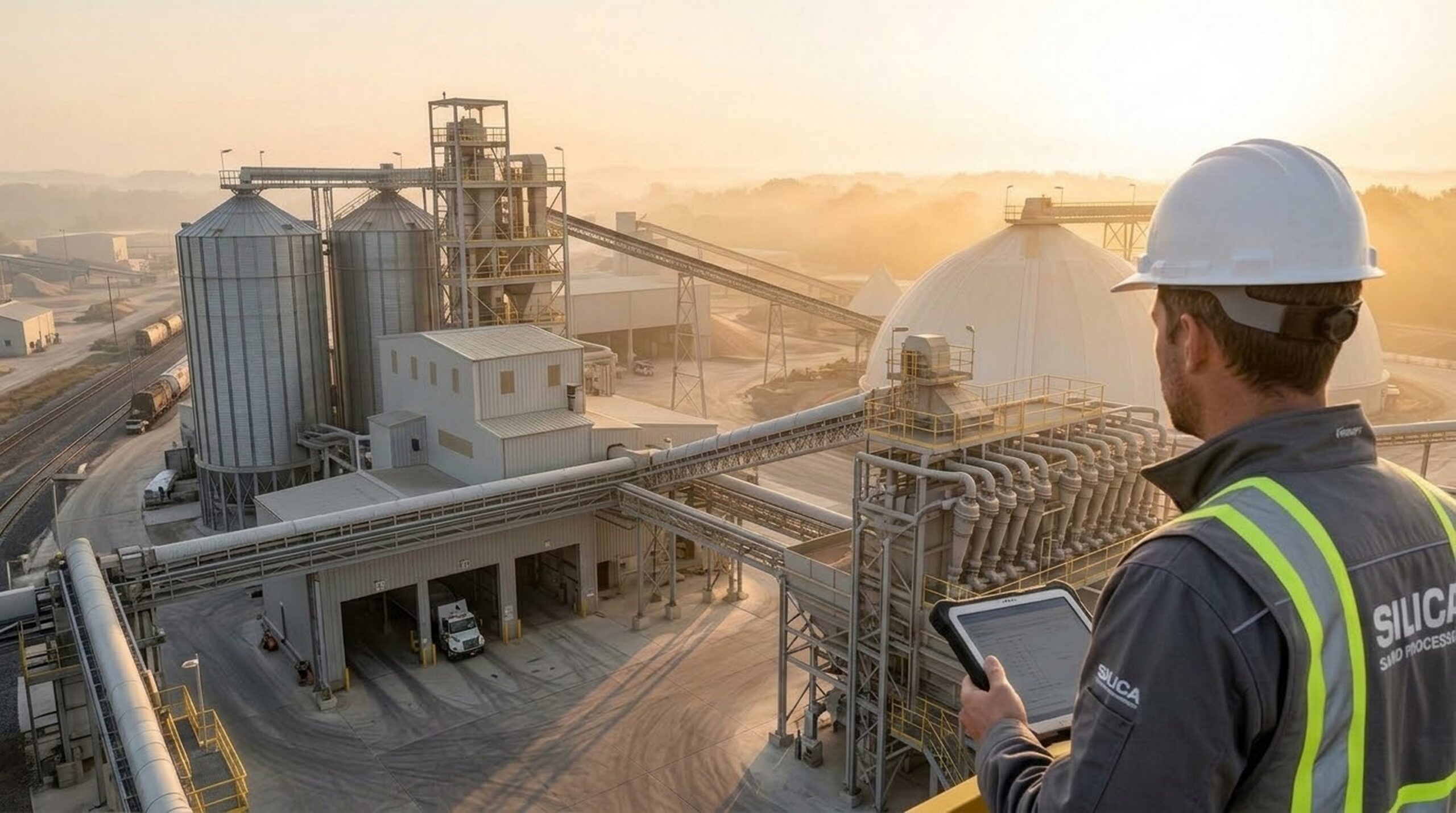 Industrial minerals quality control laboratory equipped with analytical testing instrumentation and quality database monitoring software.