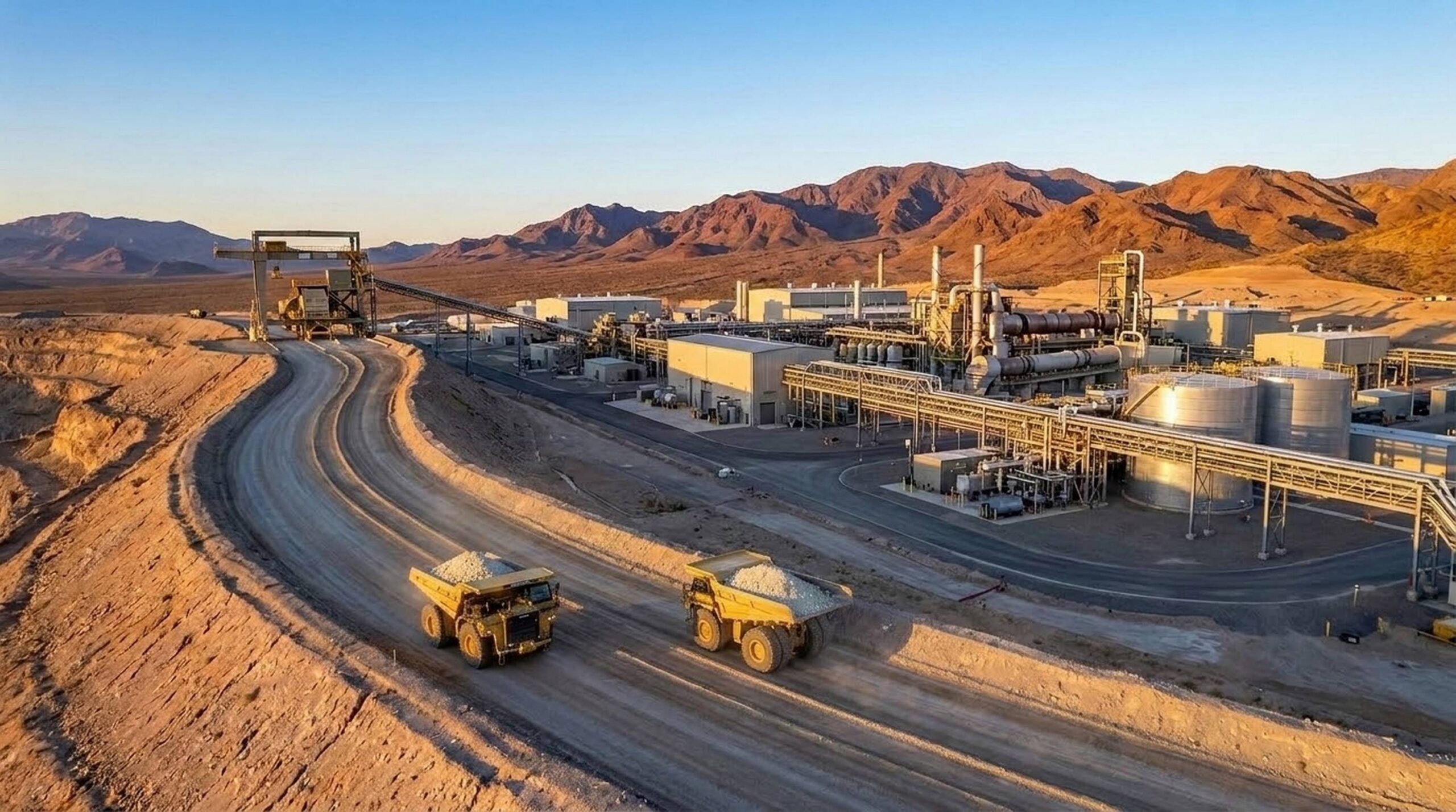 The Mountain Pass rare earth mine and chemical processing facility in San Bernardino County, California.